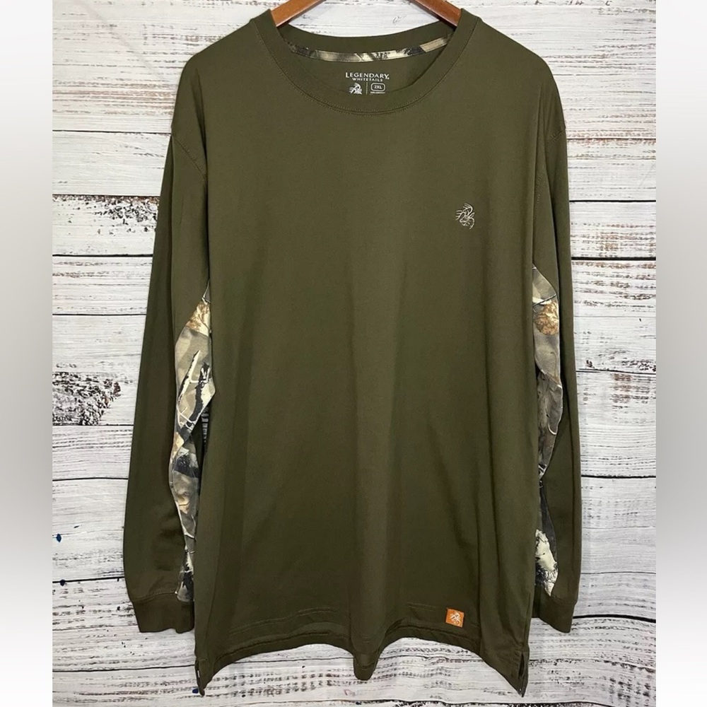 Legendary Whitetails Long Sleeve T-Shirt 2XL Green Camo with Logo Hunting